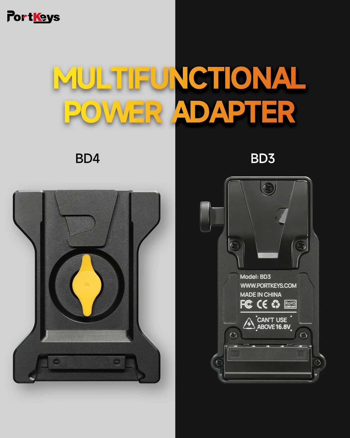 Portkeys BD3 BD4 Power Supply Double-sided NP-F/ V-mount Dummy Battery Module fo