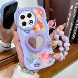 Floral Multi - Function Phone Case with Lanyard and Stand - 3 - Piece Set for Tecno Pova 7 5G (PURPLE)