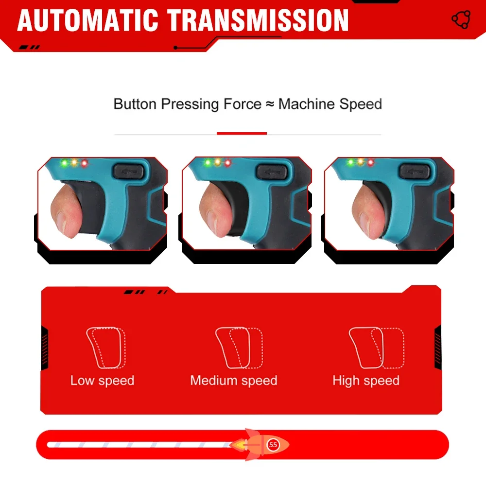 1000W 8600IMP Electric Hammer Rechargeable Cordless Multifunction Rotary Hammer Impact Drill Power Tool for Makita 18V Battery 6