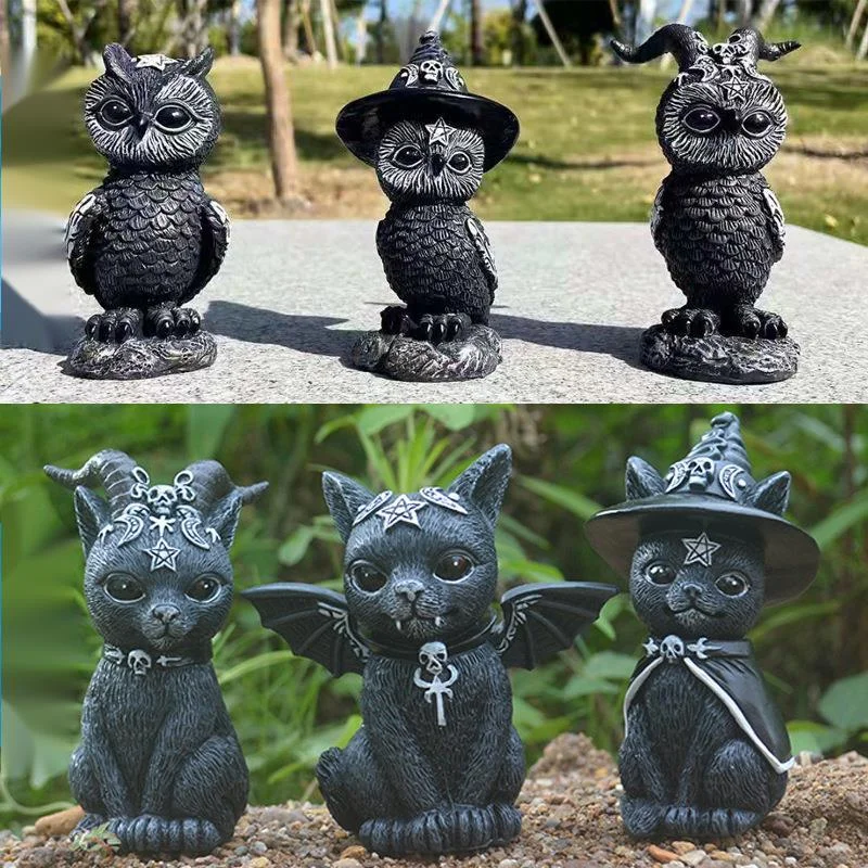 

Новинка, Хэллоуин, Волшебная кошка, украшение из смолы, скульптура животного, настольное украшение, подарок