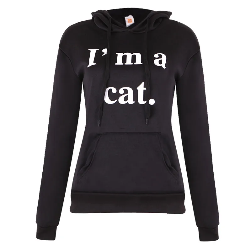 

Women English Letter Print for CAT Ear Pullover Hoodie Hooded Sweatshirt Fashion
