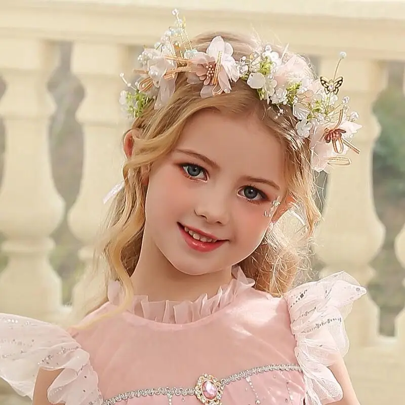 

Children's Garland Headdress Forest System Flower Childrenl's Hair Hoop Girls Holiday Show Runway Decorations Princess Hair Band