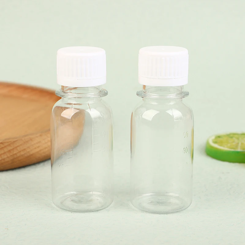 5Pcs 60ML Small Plastic Bottles Ginger Shot Bottles With Caps Mini Juice Reusable Liquid Bottle Container Leak Proof