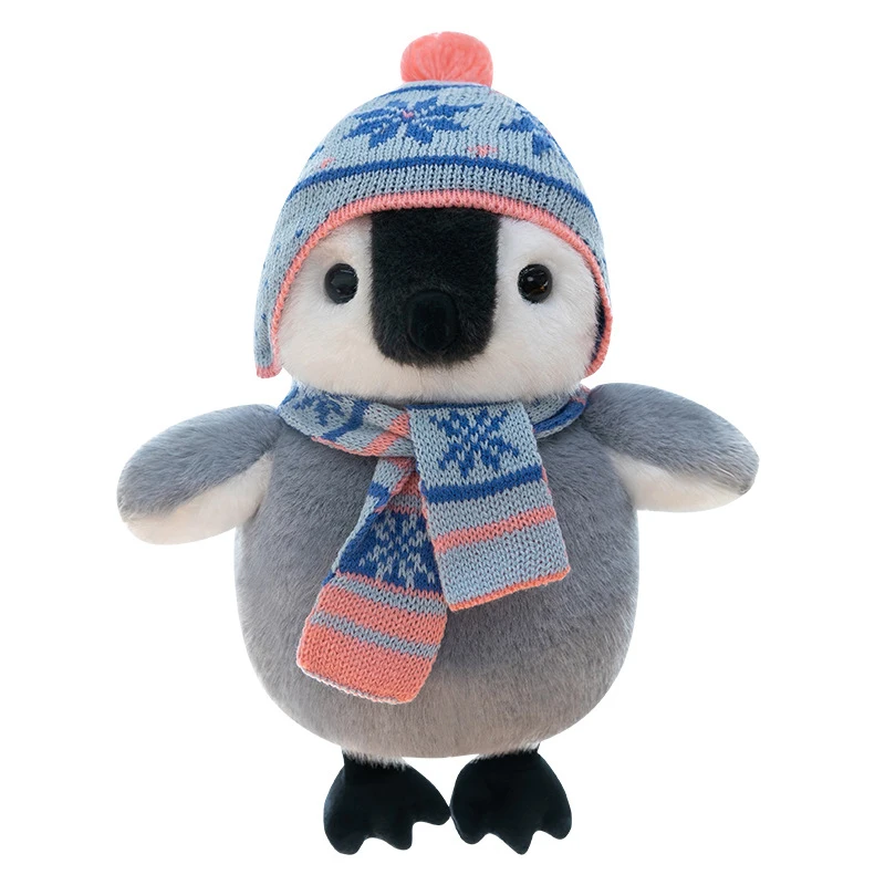 Winter Penguin Plush Toys Fluffy Cartoon Hat Scarf Penguin Doll Animal Cushion Lovely Kids Companion Birthday Gift Party Decor