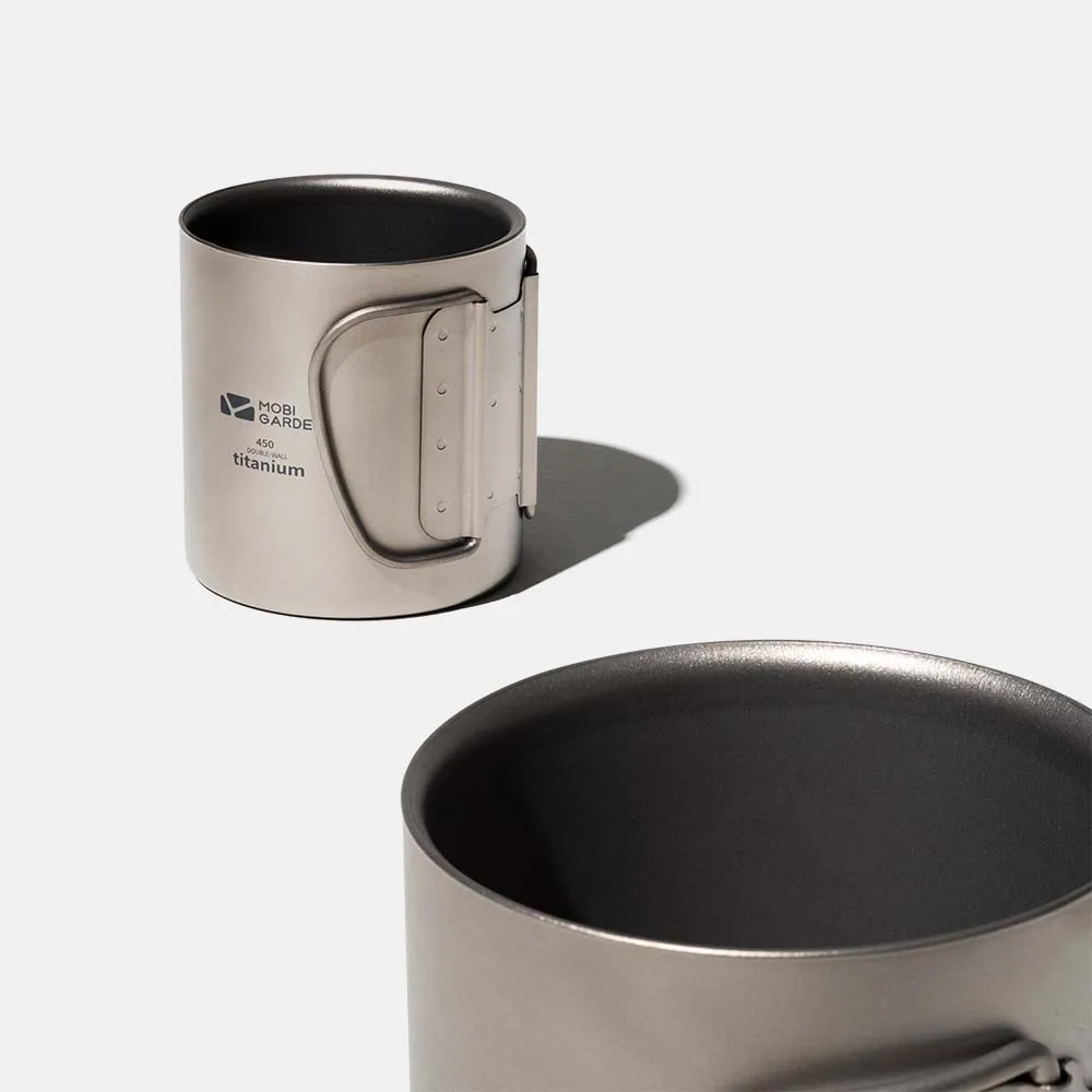 MOBI GARDEN 캠핑 티타늄 컵 초경량 아웃도어 휴대용 물 커피 컵 백패킹 트레킹 300L 450ML