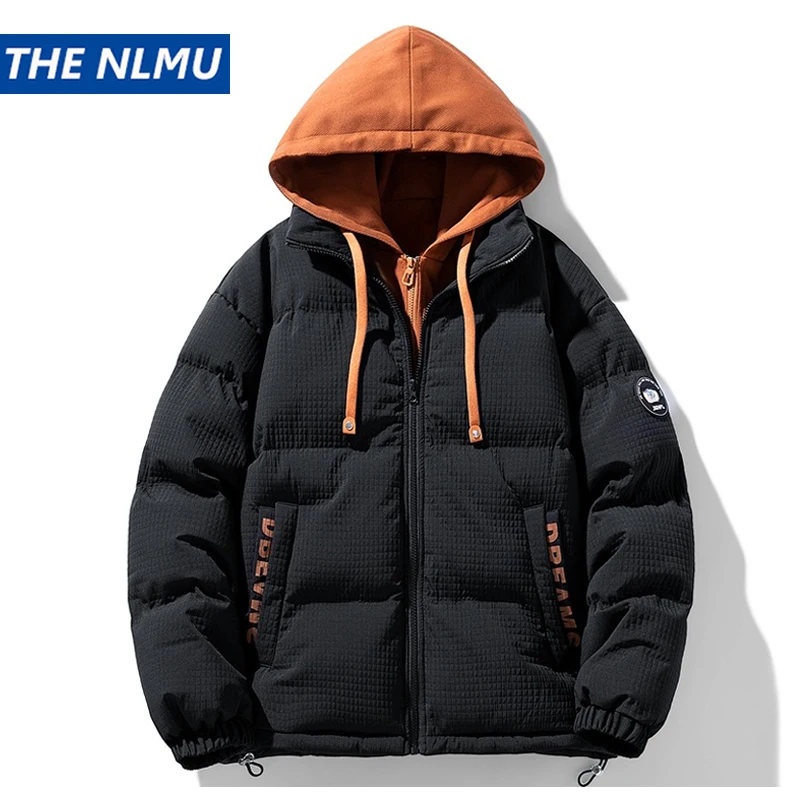 

Men Hooded Jacket Parka Streetwear Letter Graphic Harajuku Padded Jacket 2023 Winter Cotton Windbreaker Warm Ourwear