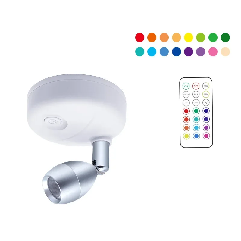 Wireless LED Cabinet Light 13 RGB Colors and Remote Control Dimmable Wall Lamp for Room Art Showroom Hallway Lighting