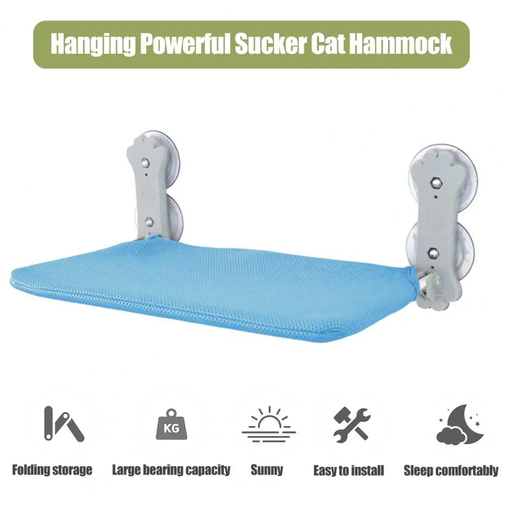 

Foldable Cat Hammock Safe Cat Place Stable Foldable Cat Window Perch Space-saving Hammock with Strong Suction Cups Soft for Cats