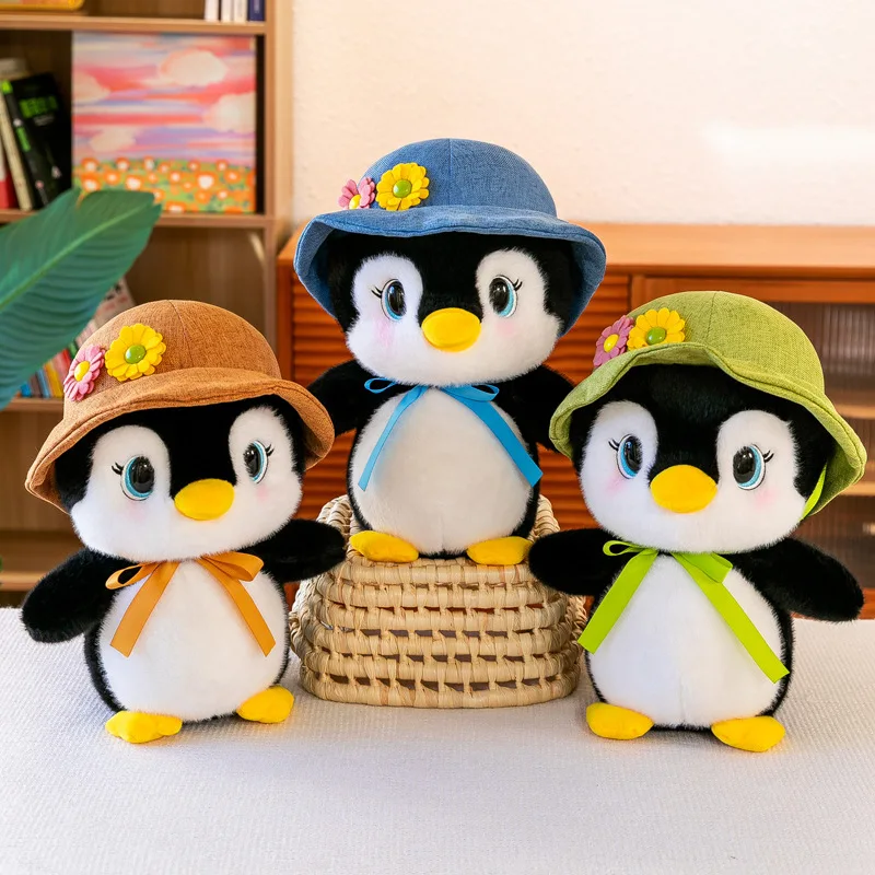 New Yellow, Green, Blue Cute Cartoon Penguin Plush Animal With Hat Children's Birthday Christmas Gift 3