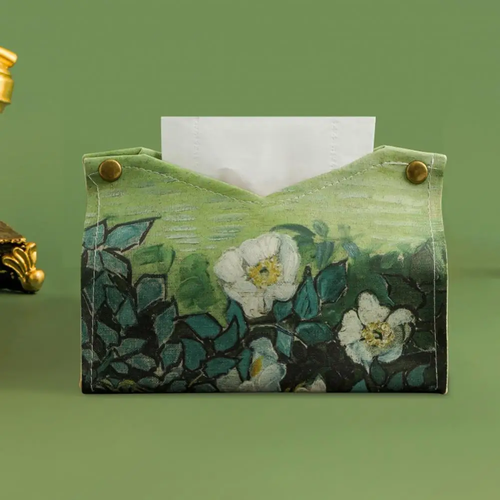 

Ткань в скандинавском стиле, винтажная картина маслом, кожаная коробка для салфеток, автомобильная коробка для салфеток, домашняя комната, кухня, держатель