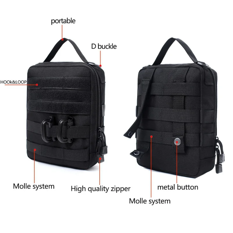 Outdoor EDC Molle Tactical Pouch Bag Emergency First Aid Kit Bag Waist Pack Waterproof Traveling Camping Hiking Storage Bags 2