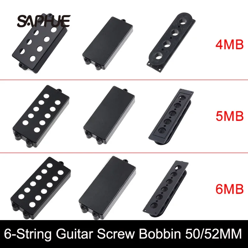 4MB 6MB Sealed Closed 4/6String Guitar Pickup Cover/Lid/Shell/Top For Electric Bass Black 89.5*49mm/105.5*49mm With Bobbin