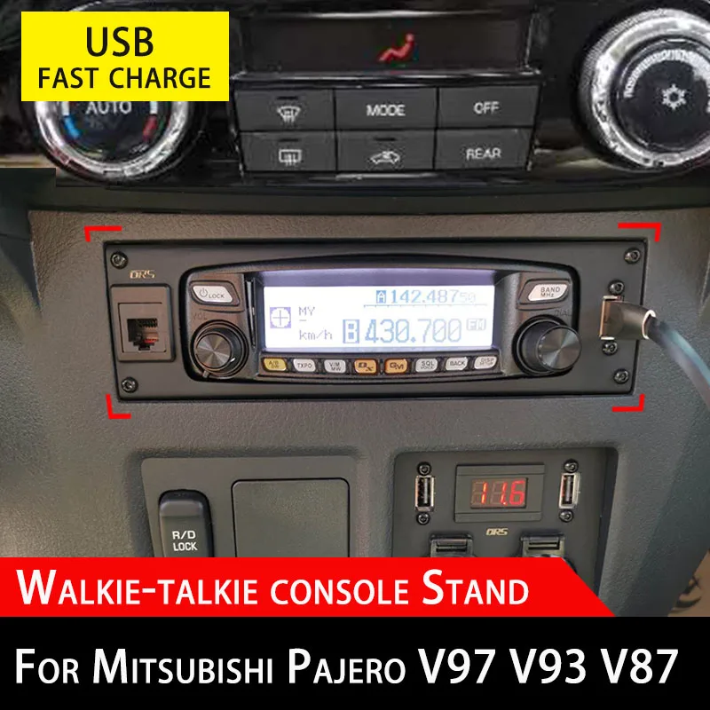 suporte-de-radio-sem-fio-do-carro-para-mitsubishi-pajero-walkie-talkie-console-stand-shogun-montero-suporte-do-painel-de-radio-usb-fast-charge