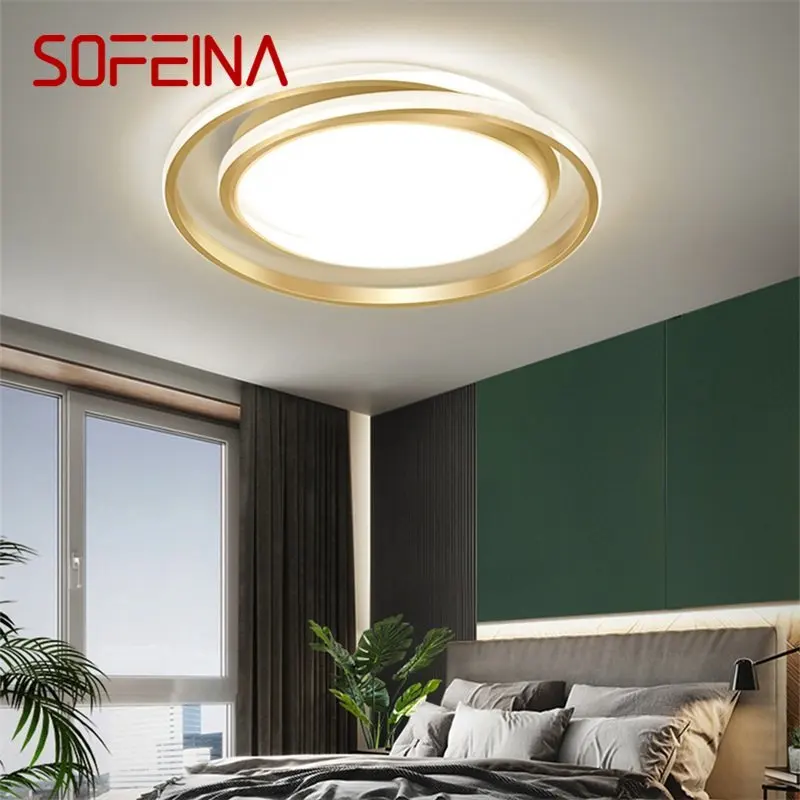 

SOFEINA Nordic Ceiling Light Contemporary Gold Round Lamp Simple Fixtures LED Home Decorative for Living Bed Room