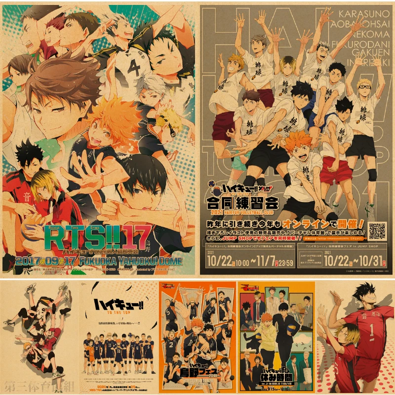 Japon Animesi Haikyuu Poster Voleybol Sanat Boyama Kraft Kagit Baski Duvar Sticker Odasi Dekorasyon Manga Duvar Kagidi Posterler Resim Ve Hat Aliexpress