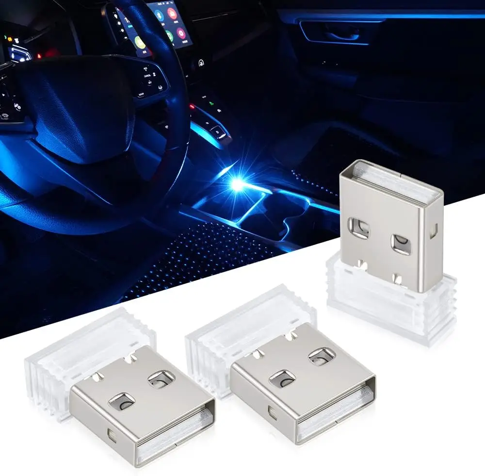 4pcs Mini USB LED Interior Atmosphere Lights
