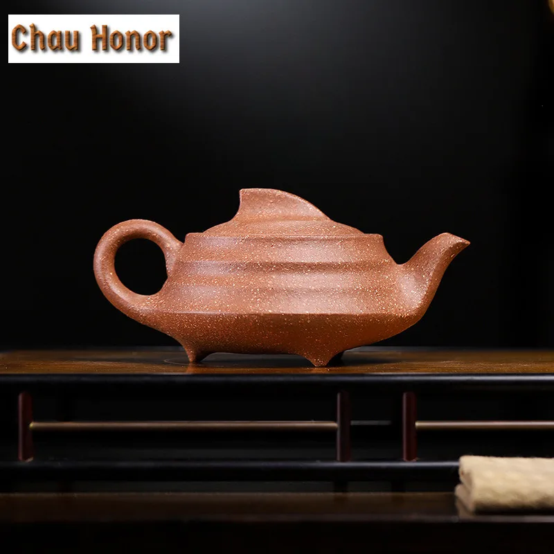 250ml Exquisite Yixing Purple Clay Teapots Handmade Pot Raw Ore Coarse Sand Colours Section Mud Kettle Chinese Zisha Teaset Gift