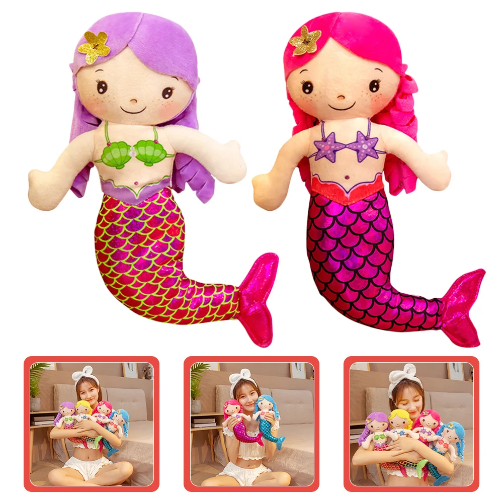 

2 Pcs Stuffed Mermaid Girls Toys Bed Pillows Gift Little Small for Plaything