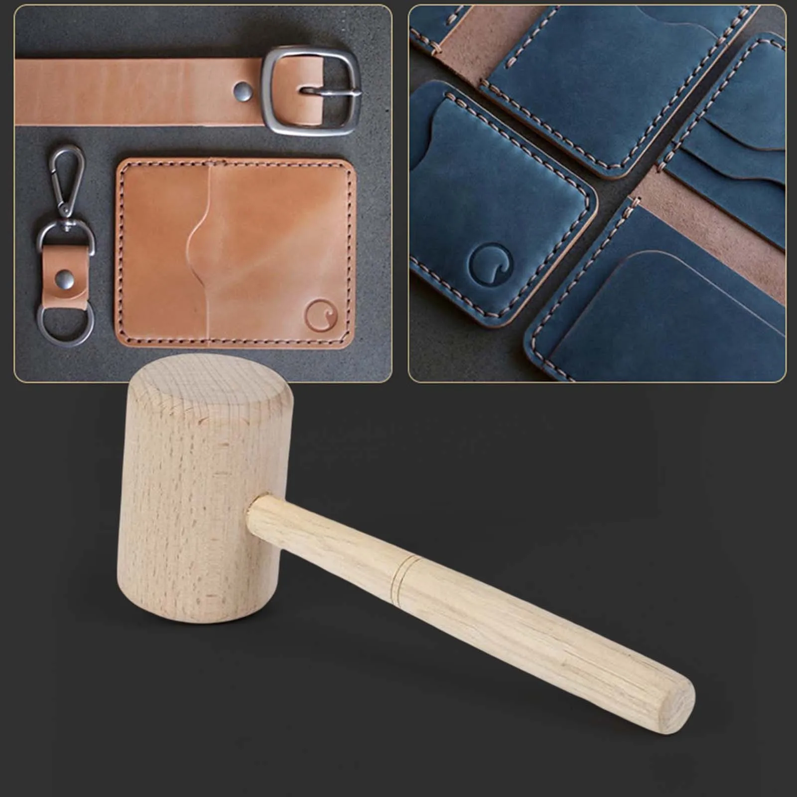 Wood Mallet Multifunctional Vertical Professional Wooden Hammer Leather Cowhide Tool Bar Accessories DIY Woodworking Tool installation hammer