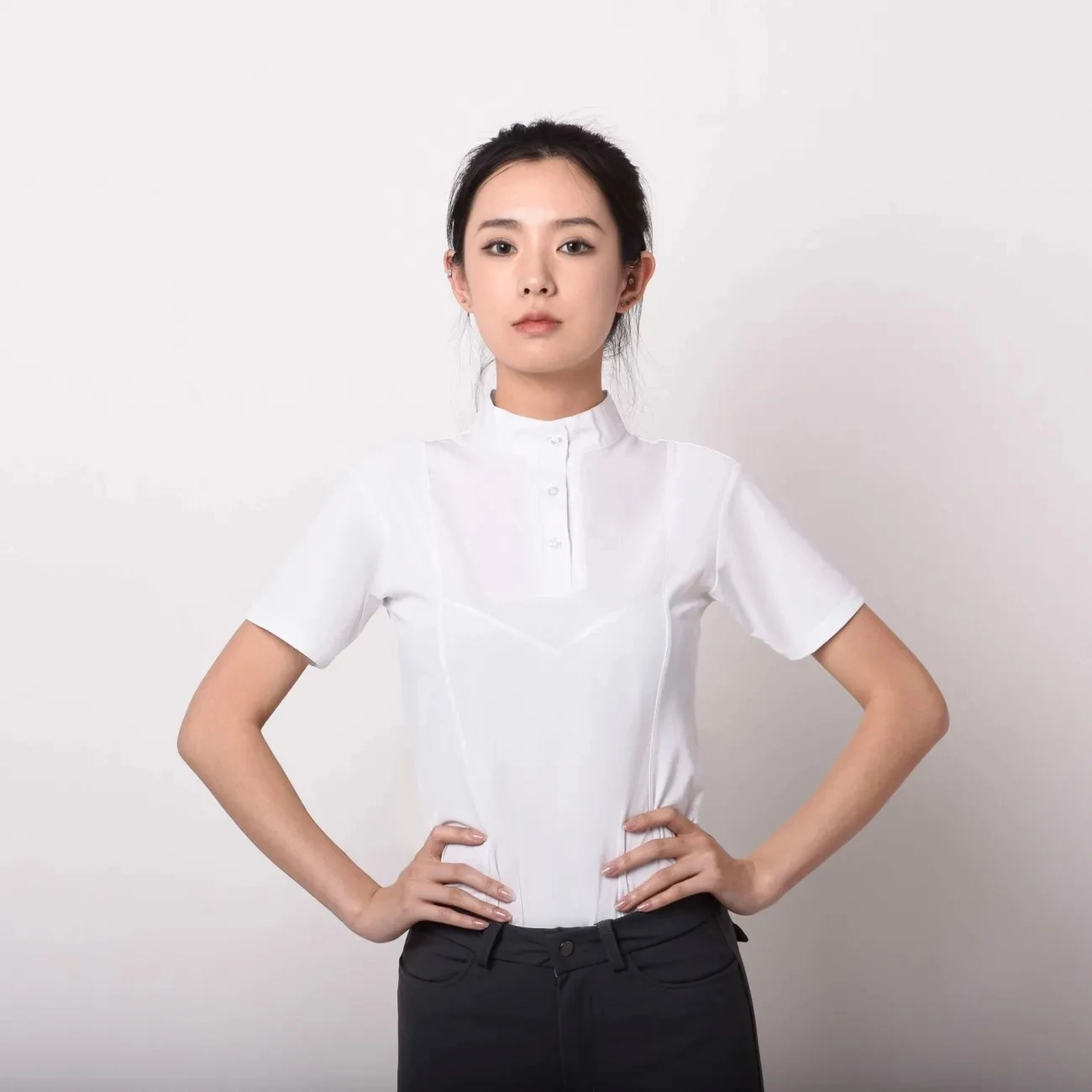 Women's Equestrian Long Sleeve Riding Top Show Shirt Patchwork Design Sleeve Riding T-Shirts Competition Equestrian Polo Shirts 2
