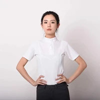 Women's Equestrian Long Sleeve Riding Top Show Shirt Patchwork Design Sleeve Riding T-Shirts Competition Equestrian Polo Shirts 2