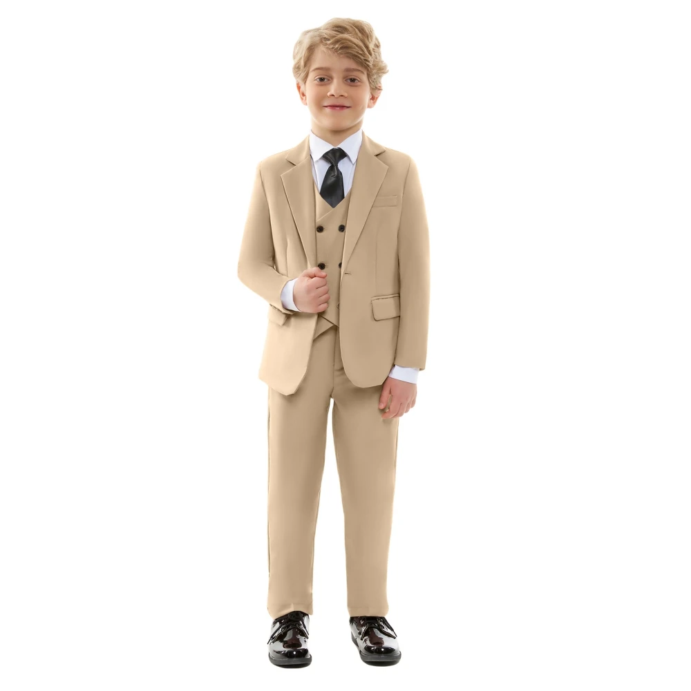 Champagne4PiecesJacketVestPantsBowTieSuitSetsForSchool
