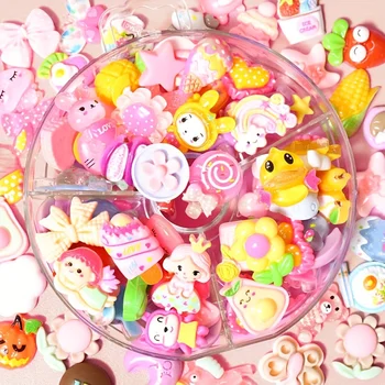 만화 송진 장식 세트: DIY 크림 젤 휴대폰 케이스, 물컵 스티커, 만화 헤어 클리퍼 및 냉장고 스티커, 무작위 스타일, 50 개