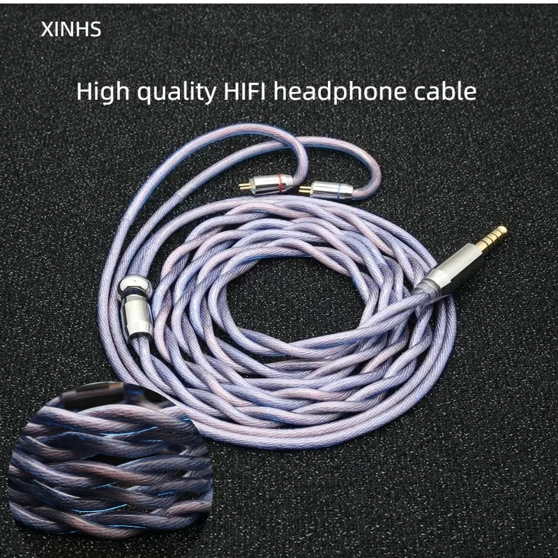 XINHS K11 2-adriges blaues Einkristall-Kupferkabel, versilbert, vergoldet, Palladium-Kupfer-Upgrade-Kabel, gemischtes geschirmtes Kabel