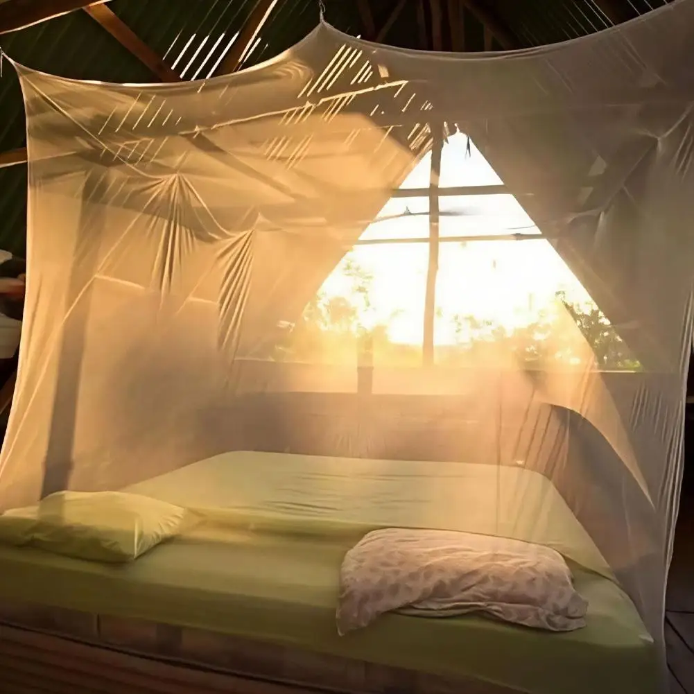 Großes Weißes Camping-Moskitonetz für Draußen, Tragbares Reise-Moskitonetz, Insektenschutz-Zelt für Innenräume und Schlafzimmer – Detail 8