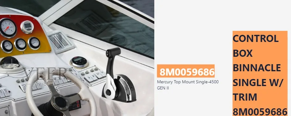 Mercury Top Single Mount Twin Outboard Lever Motor Control w/Trim 8M0059686