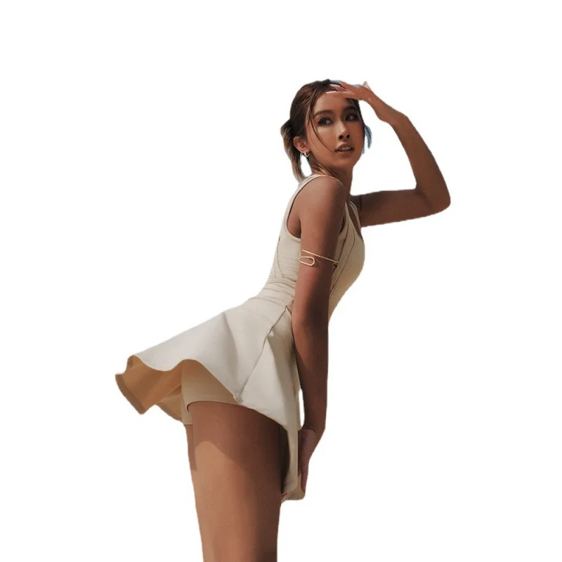 Back Shaping Dress Short Running Tennis Skirt Yoga Clothes Exercise Workout Sports Fitness Breathable Yoga Nude Tennis Clothing