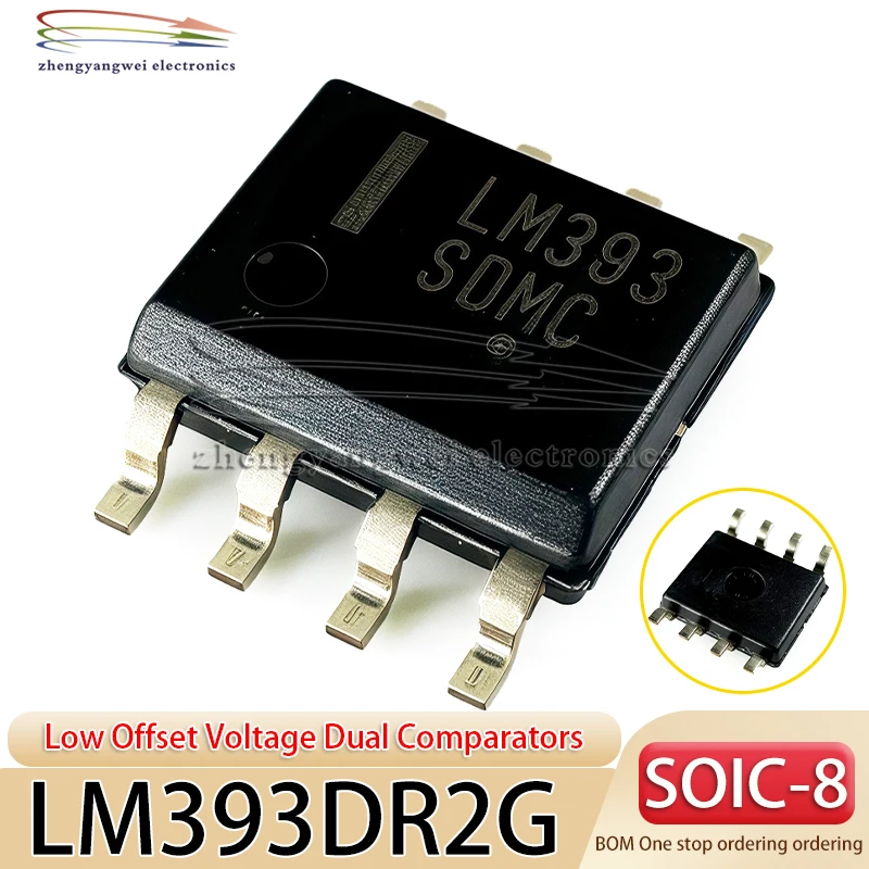 10 Stück LM393DR2G SOP-8 LM393 Standard-Recovery-Gleichrichter-Chip-Komparator