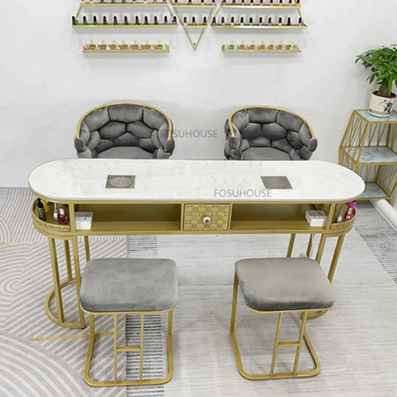 Nordic Wrought Iron Nail Tables For Commercial Furniture Manicure Table