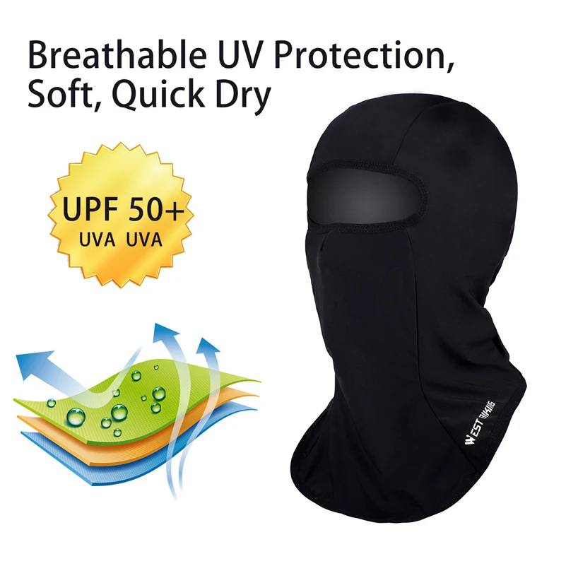 WEST BIKING Summer Motorcycle Balaclava Bicycle Hat Helmet Liner Full Face Sun Protection Cycling Running Breathable Ninja Caps