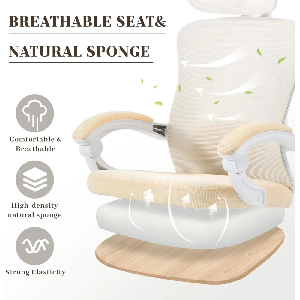 Ergonomic Office Chair, Adjustable Lumbar Support, Retractable Footrest, Breathable Mesh Back Gaming, Offices Chairs 5