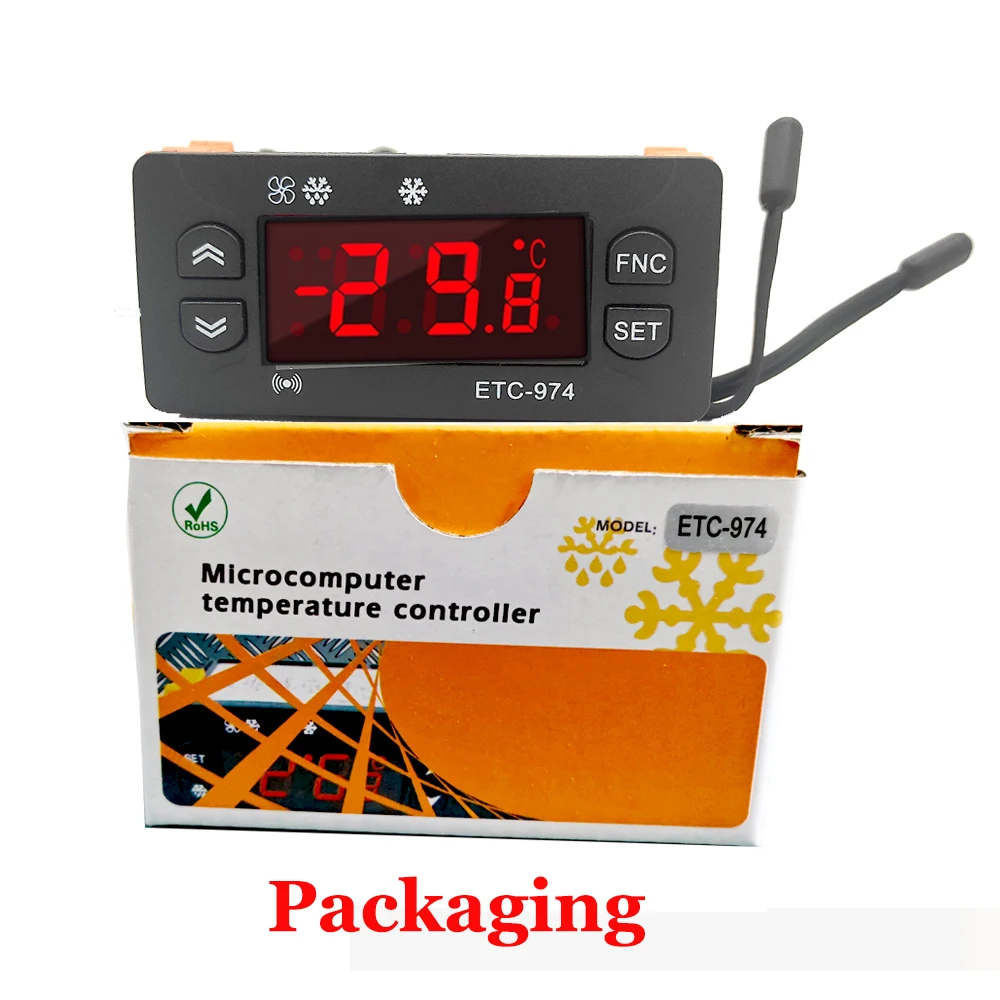 ETC-974 온도 컨트롤러 냉장고 해동 가열 제어 온도 조절기(듀얼 NTC 센서 포함) 220V 온도 조절기
