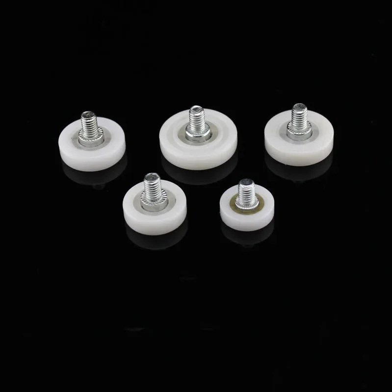 Diameter 19/22/25/26/29MM M6 Drawer Bearing Pulley Wheels sliding door rollers window pulley mini rubber wheels plastic bearing pulley Steel File Cabinet Door Wheel Furniture Moving Nylon Wheel 20PCS/LOT
