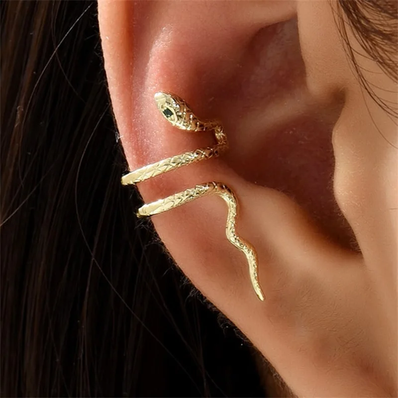 Snake-shaped Ear Clips Niche Cool Style European and American Personalized Retro Earrings