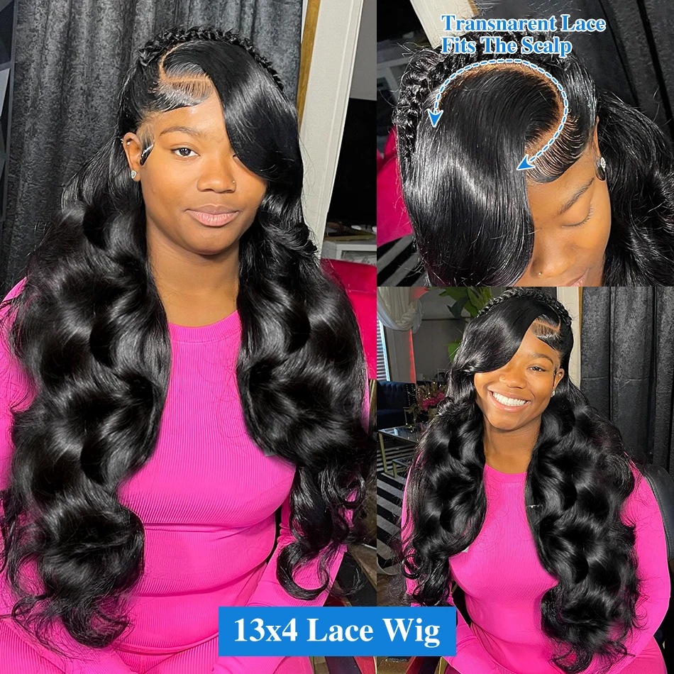 Body Wave Lace Front human hair wig 30 40 Inch 13x4 250% Brazilian Water Wave 13x6 HD Transparen Lace Frontal For Women