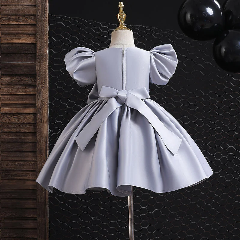 1-10Y Girls Bow Princess Dress Summer Kids Girls Performance Host Costume Dresses Children Party Prom Gown Vestido Formal Dress matching family fall outfits