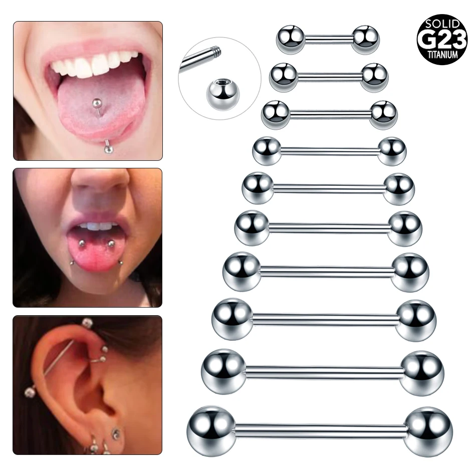 

10pcs/lot Titanium Industrial Barbell Ring Tongue Nipple Bar Piercing Ear Tragus Helix Ear Piercings Sexy Women Jewelry 10-38mm