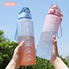 1 Liter Water Bottle with Straw Female Girls Large Portable Travel Bottles Sports Fitness Cup Summer Cold Water with Time Scale 2