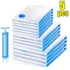 5PCS Vacuum Storage Bags Travel Compression Package Compressed Closet Home Organizer for Pillows Clothes Bedding Foldable Seal 1