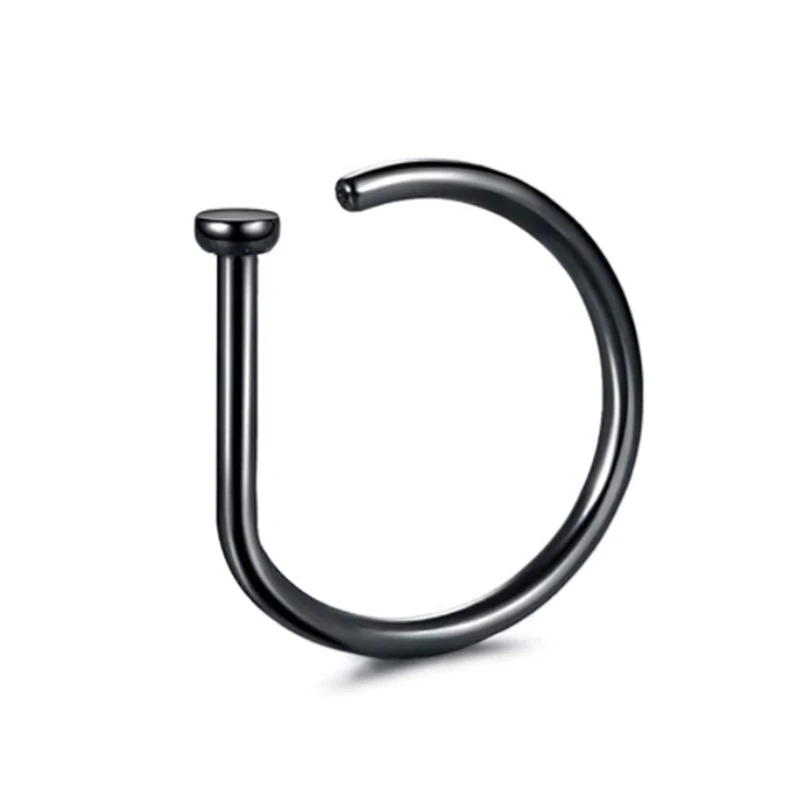 Curved Barbells Fake Nose Piercing D Shaped Tragus Helix Stud Earring Hoop Septum Stainless Steel Ring Nostril Body Jewelry New 5