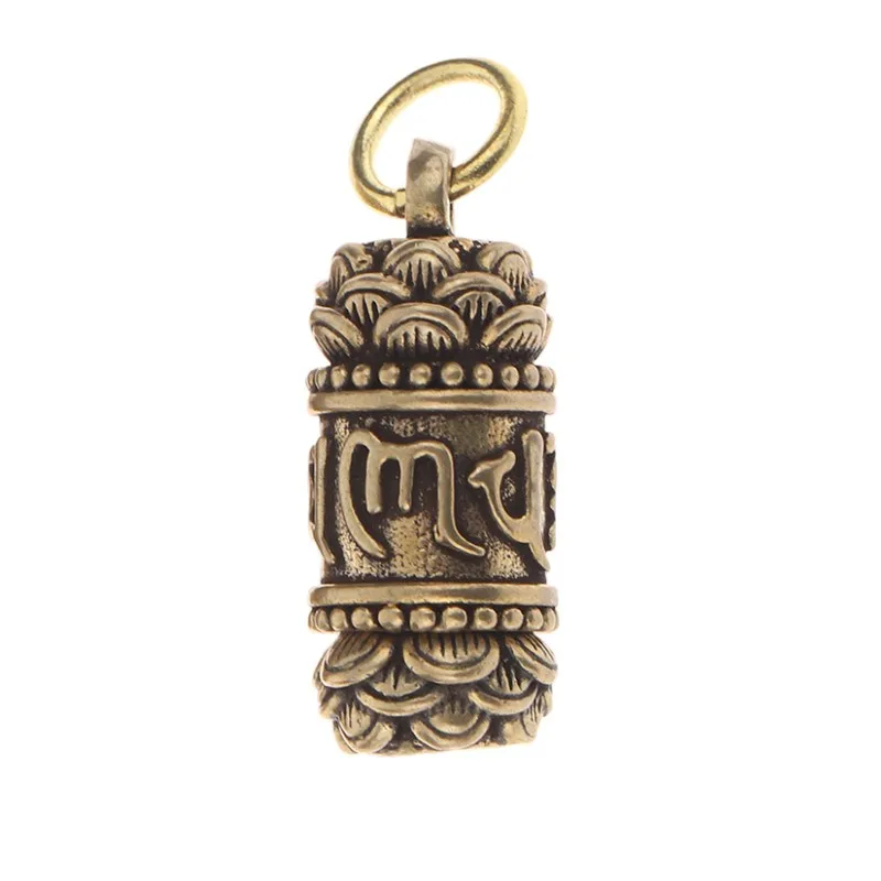 Pendant Keychain Brass Buddha Sutra Cylinder Pendant Keychain Hanging Necklace Jewelry Pill Box Medicine Case Container Bottle Keychains Gift brass pendant keychain