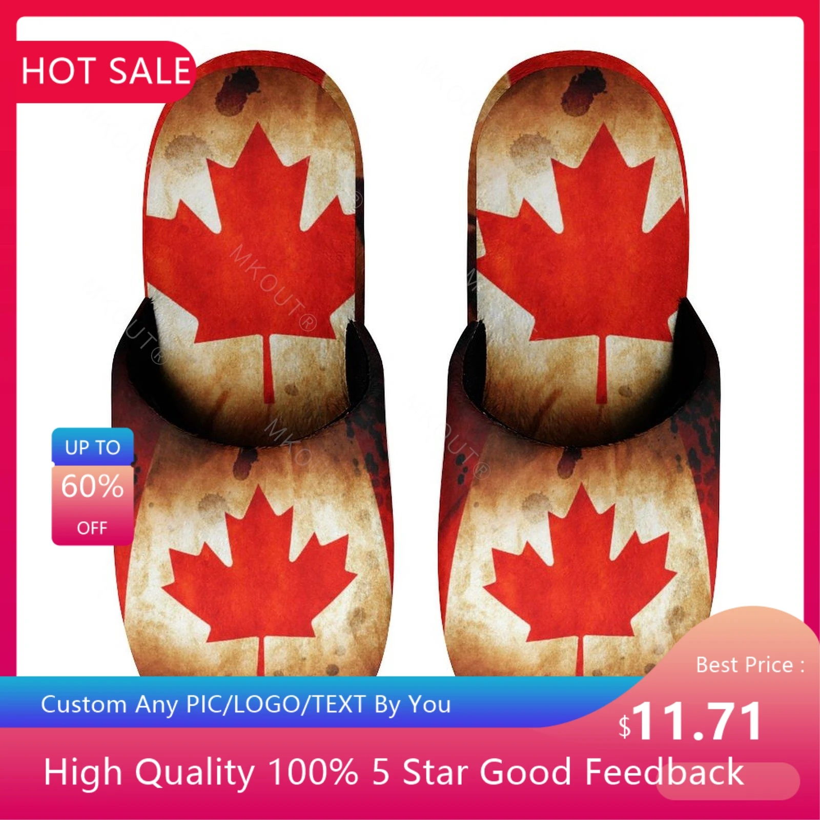 

Тапочки хлопковые унисекс, теплые, Нескользящие, пушистые, толстая мягкая подошва, флаг Канады (19), домашние тапочки, сандалии