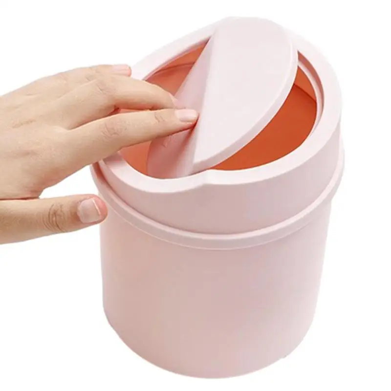 Mini Desktop Bin Small Trash Can Tube With Cover Bedroom Trash Can Garbage Clean Storage Box Home Desk