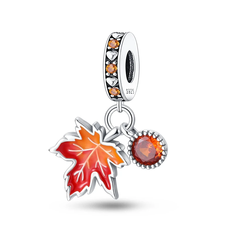 925 Silber Farbe Mode Eichhörnchen Ahornblatt Honig Herbst Serie Charms Bead Fit 3mm 925 Original Armbänder Feine DIY schmuck – Detail 7