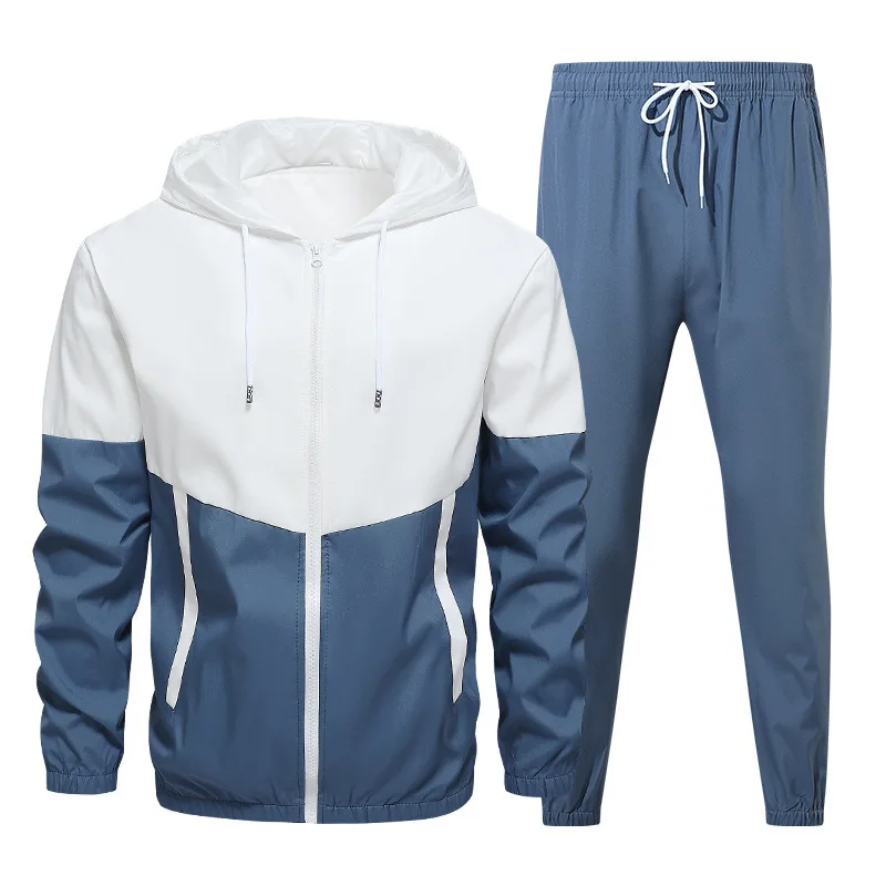 Men Tracksuit Casual Set Autumn Male Joggers Hooded Sportswear Jackets+Pants 2 Piece Sets Hip Hop Running Sports Suit