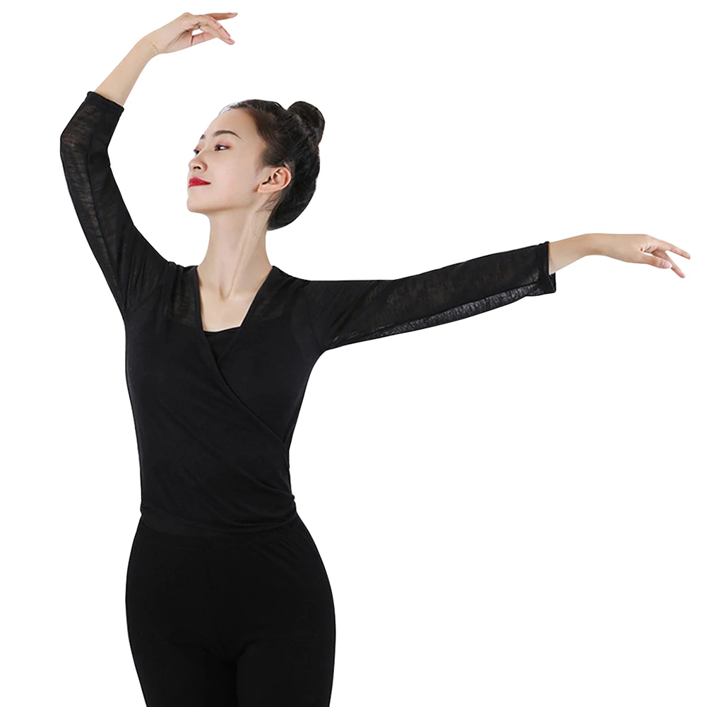 

Latin Dancer Tops New Clothing U-Neck Long Sleeves Practice Dance Clothes Modern National Standard Dance Performances Costume